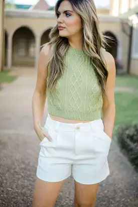 Lime Knit Sleeveless Crop Top