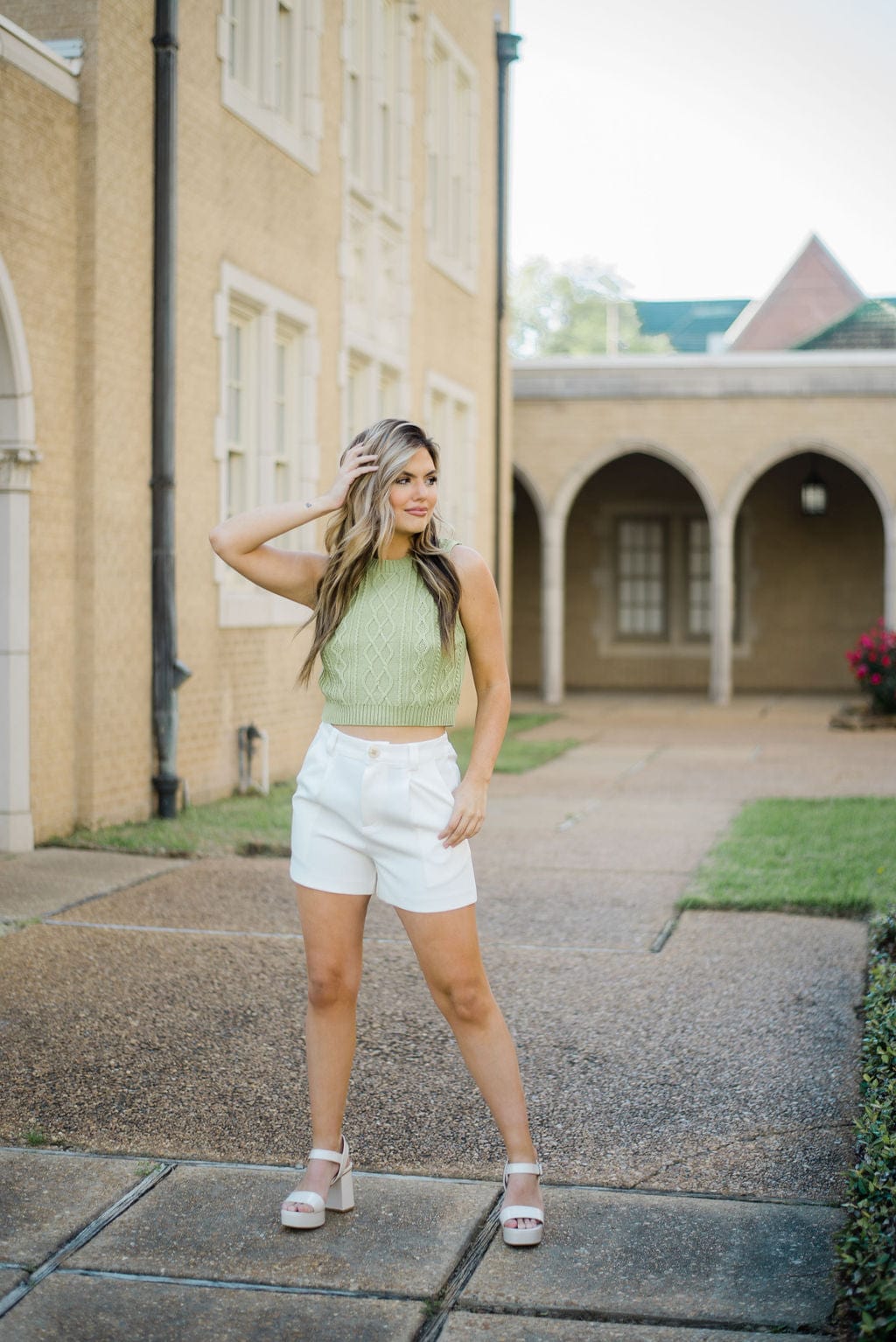 Lime Knit Sleeveless Crop Top