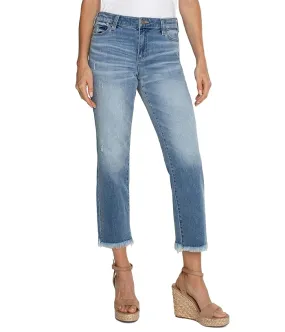 Liverpool Los Angeles Kennedy Mid Rise Crop Straight with Fray Hem Vintage Denim