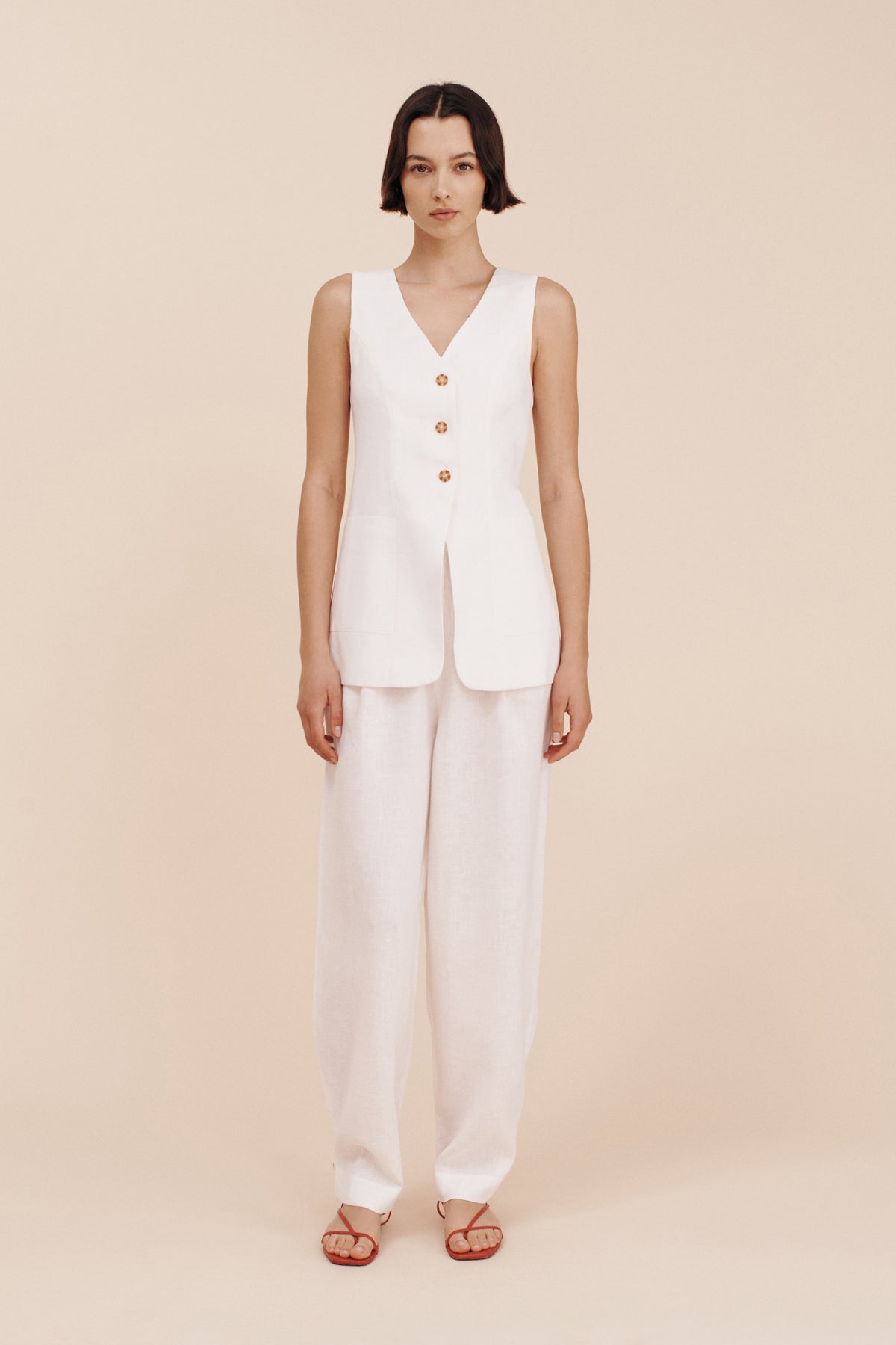 LORENZO TAILORED VEST - IVORY