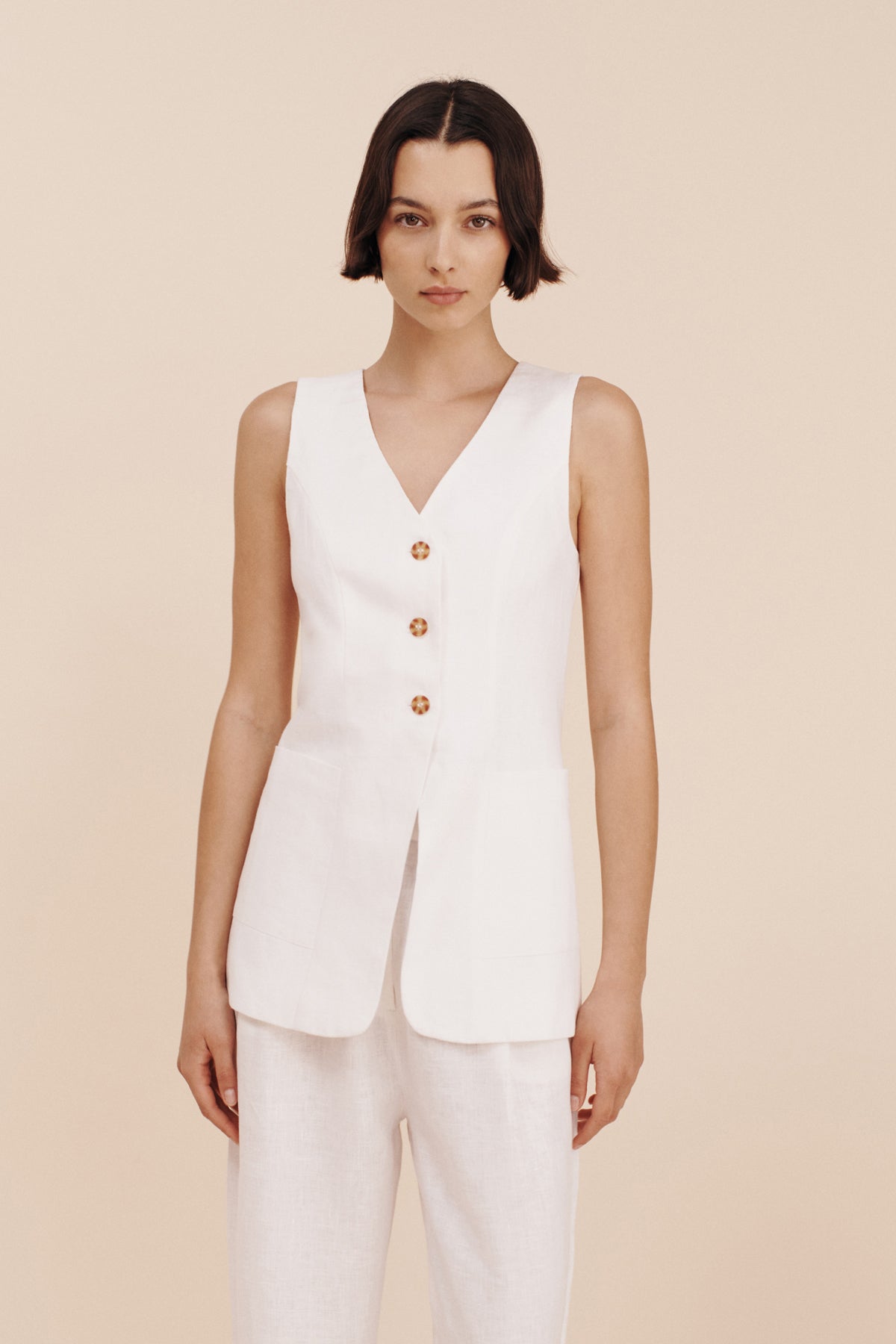 LORENZO TAILORED VEST - IVORY