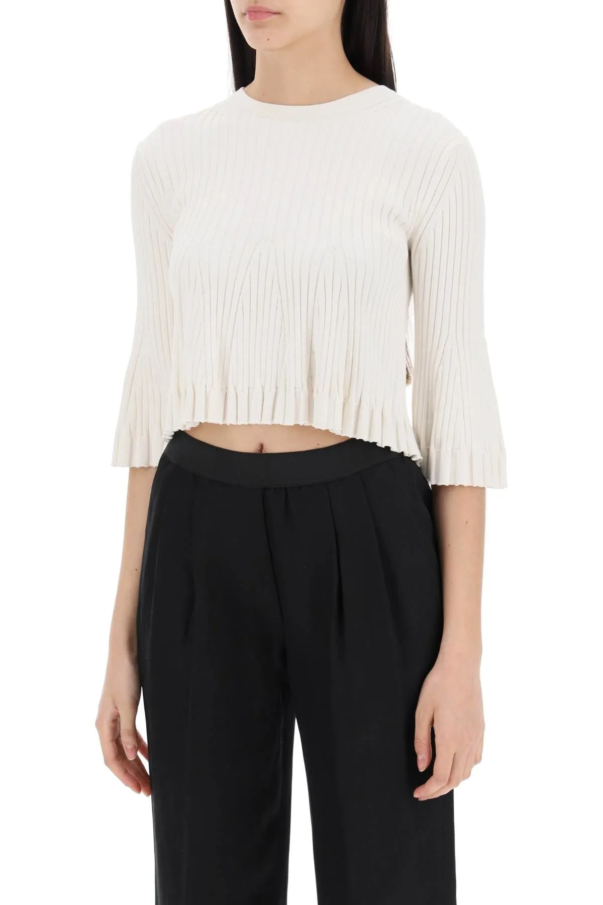 Loulou studio silk and cotton knit ammi crop top in