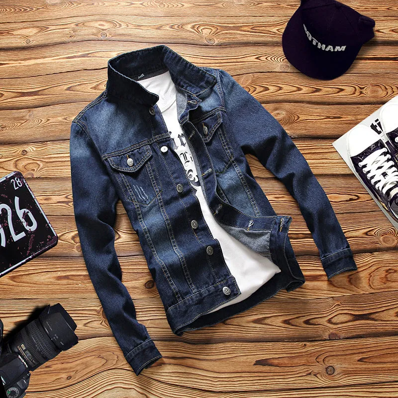 Men's Denim Long-Sleeved Jacket