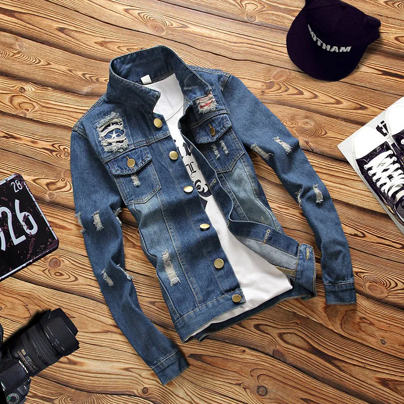 Men's Denim Long-Sleeved Jacket