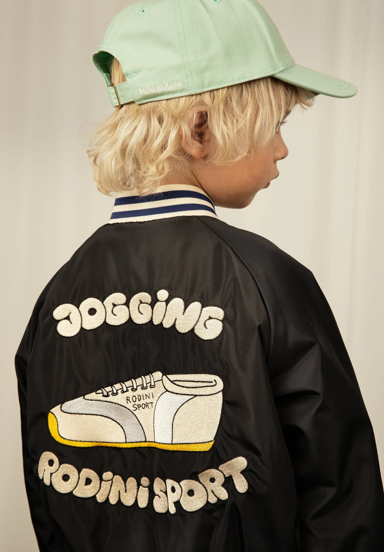 Mini Rodini Boys Reversible Baseball Jacket in Multicolour