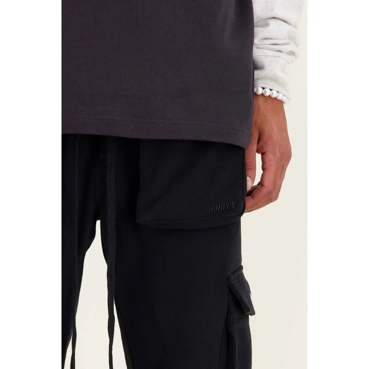 Mouty Black Fleece Cargo Pants