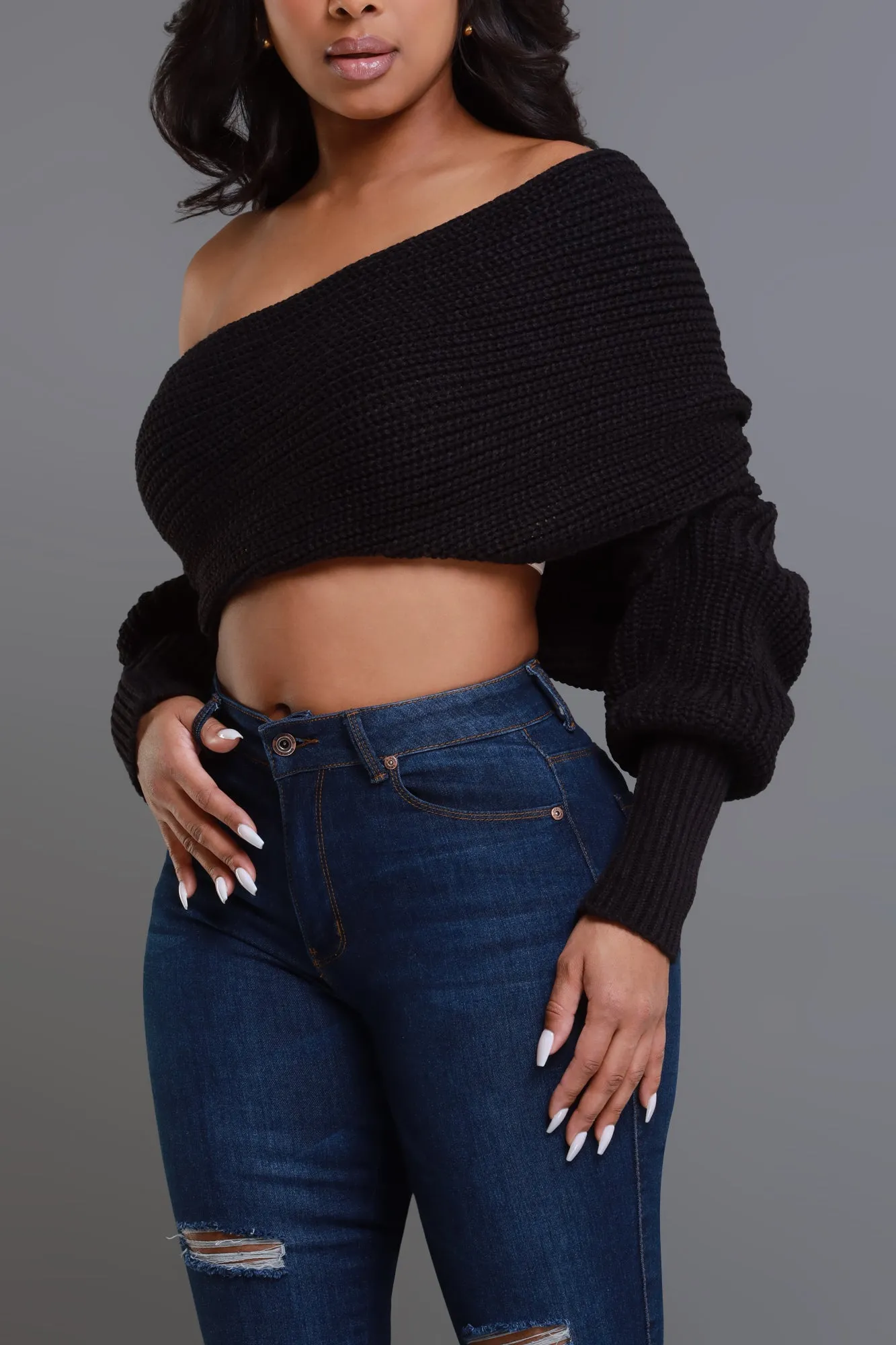 Multi Way Wrap Sweater - Black