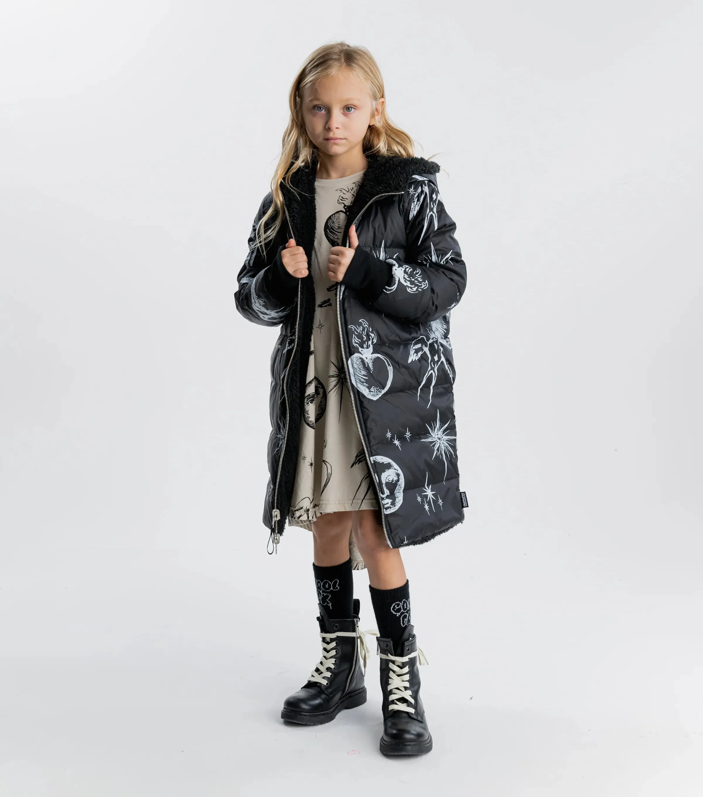 Nununu Kids ALL INKED Reversible Down Jacket - Black