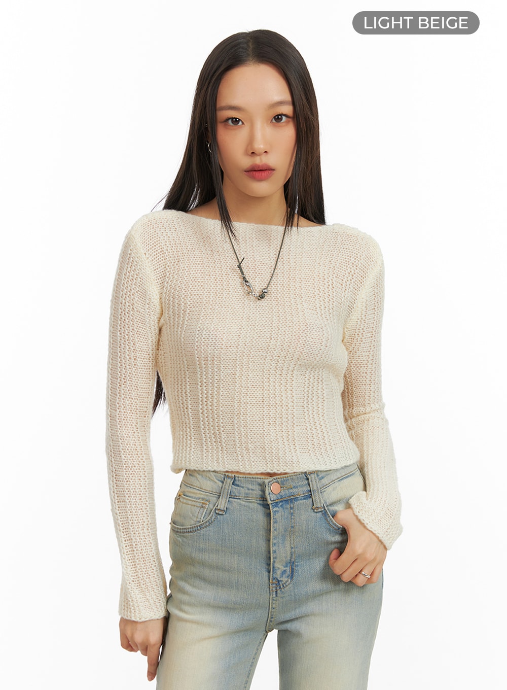 Open Back Knit Crop Top IA417