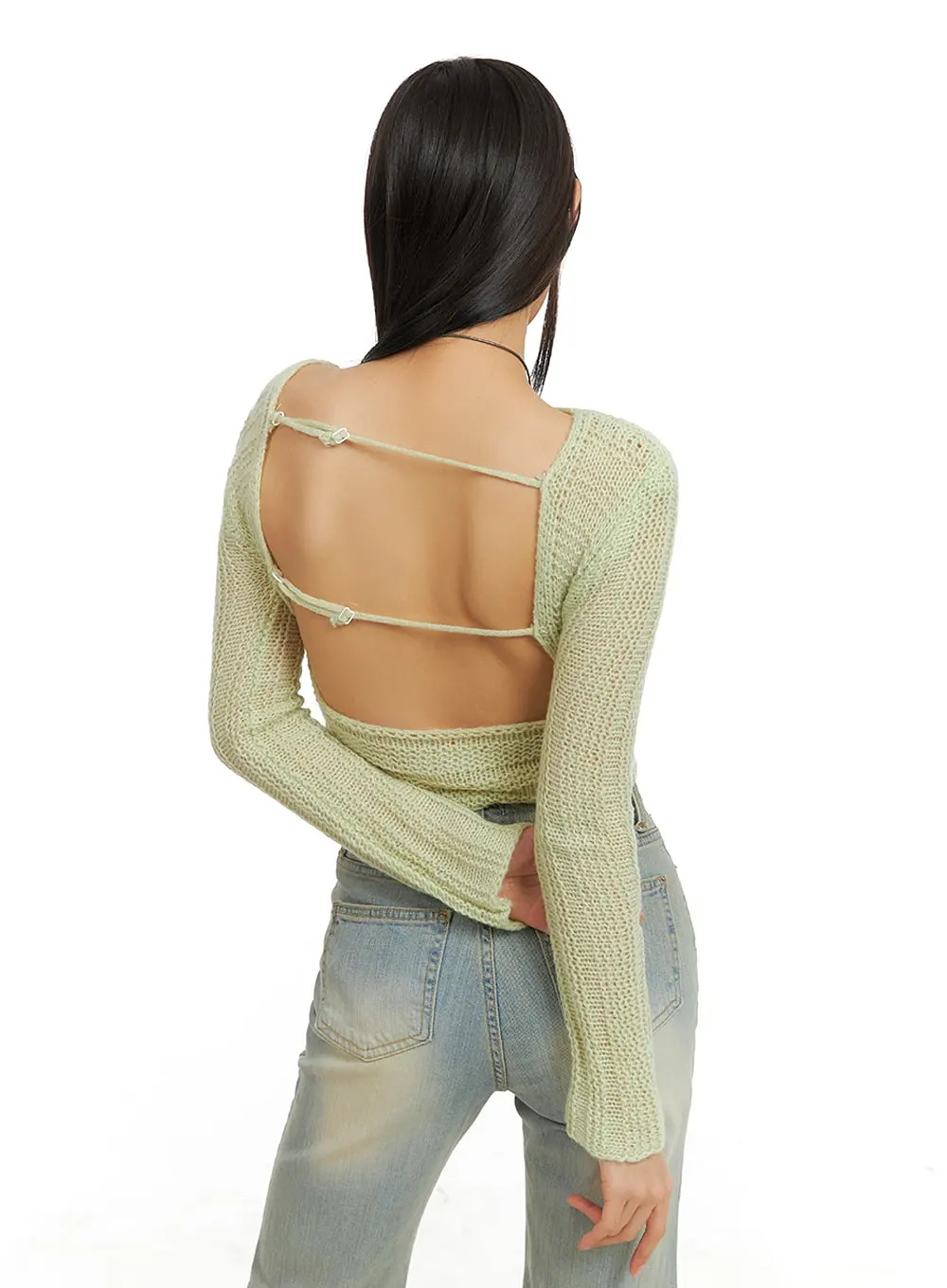 Open Back Knit Crop Top IA417