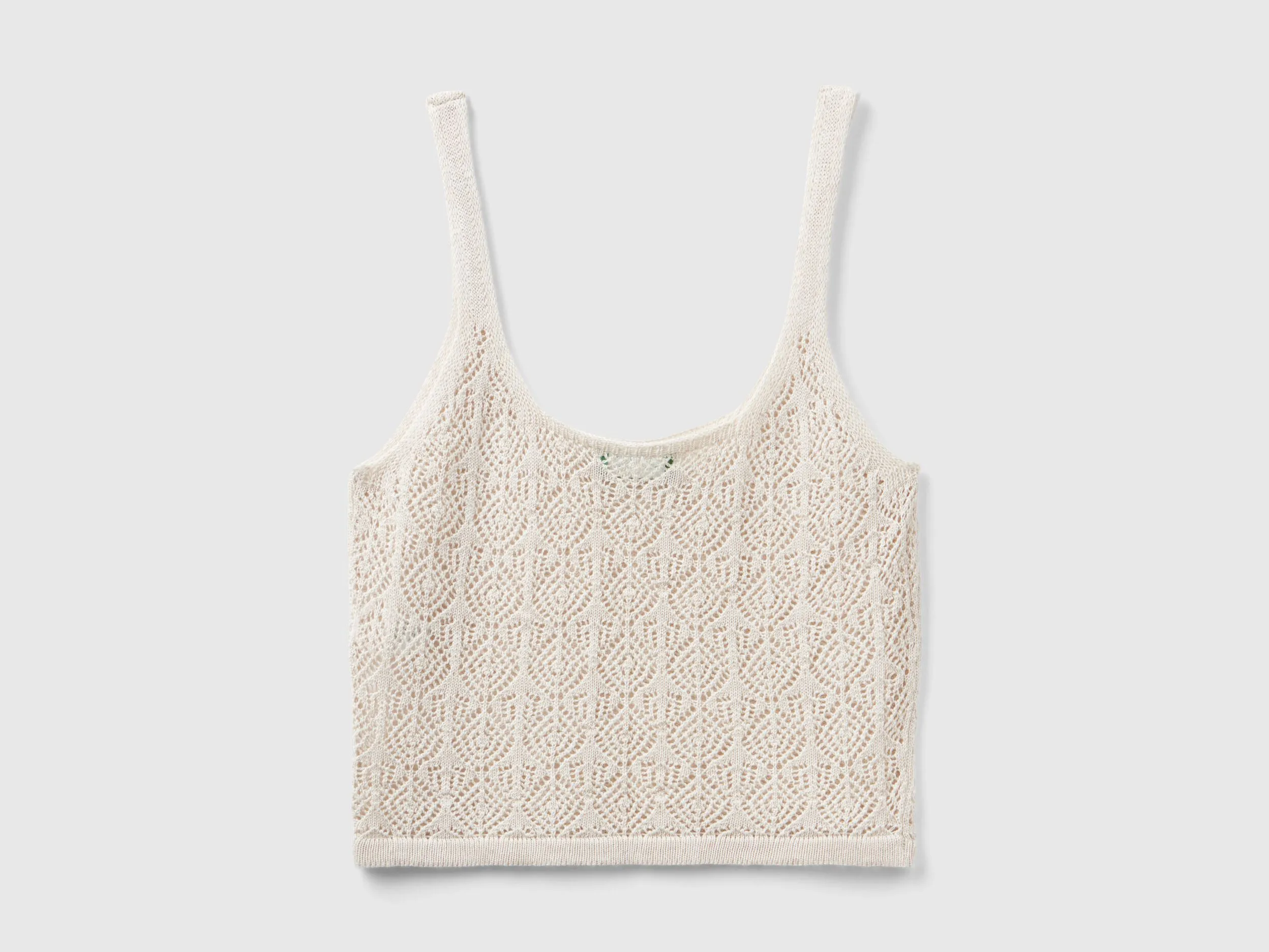 Open-knit crop top - Creamy White | Benetton