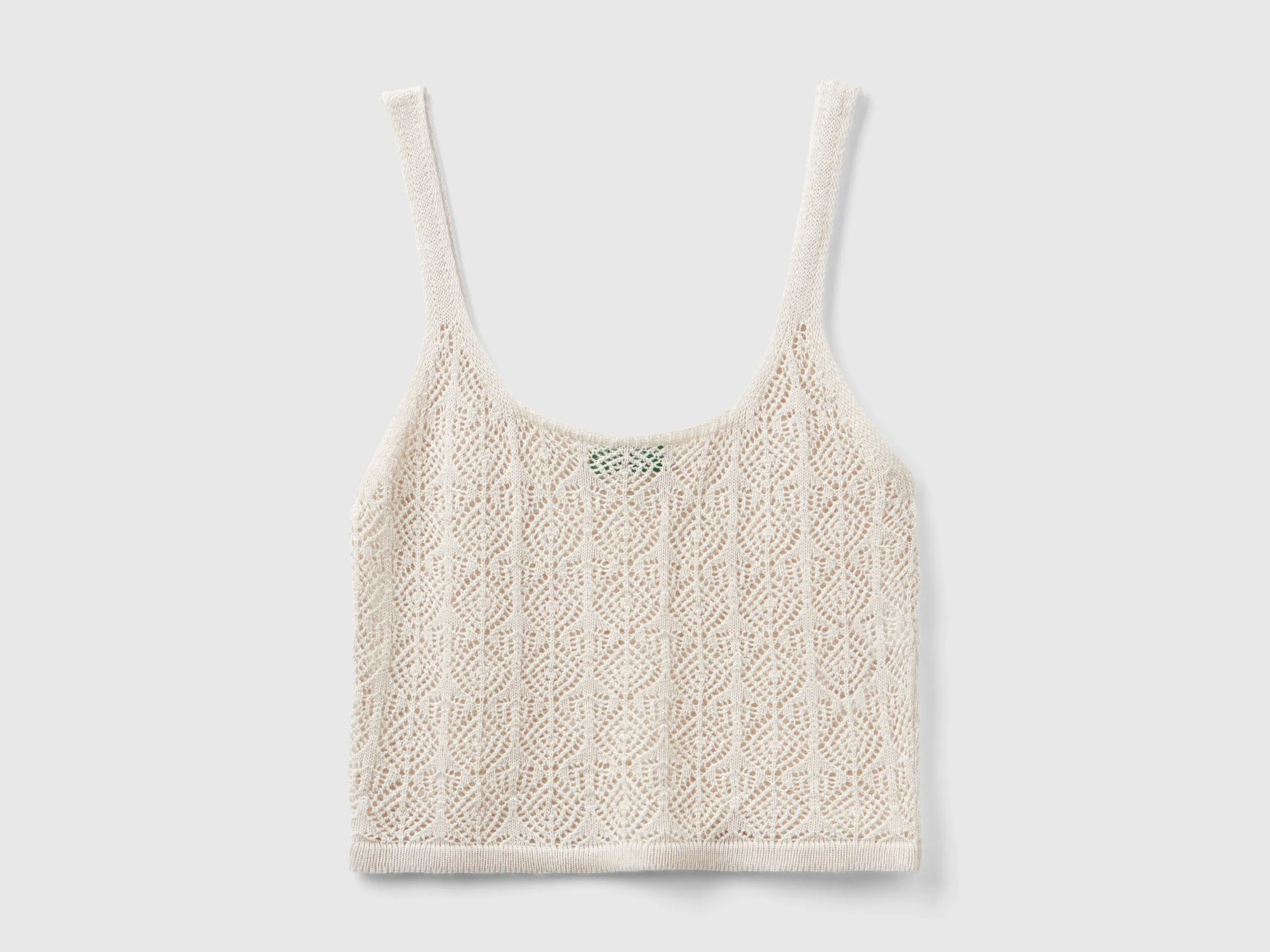 Open-knit crop top - Creamy White | Benetton