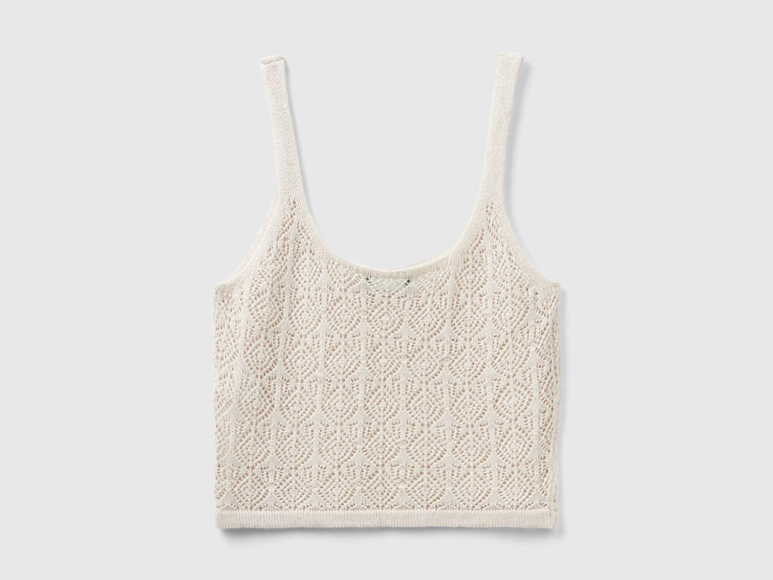 Open-knit crop top - Creamy White | Benetton