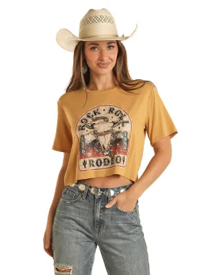 Panhandle Slim Womens Mustard Graphic Crop Top