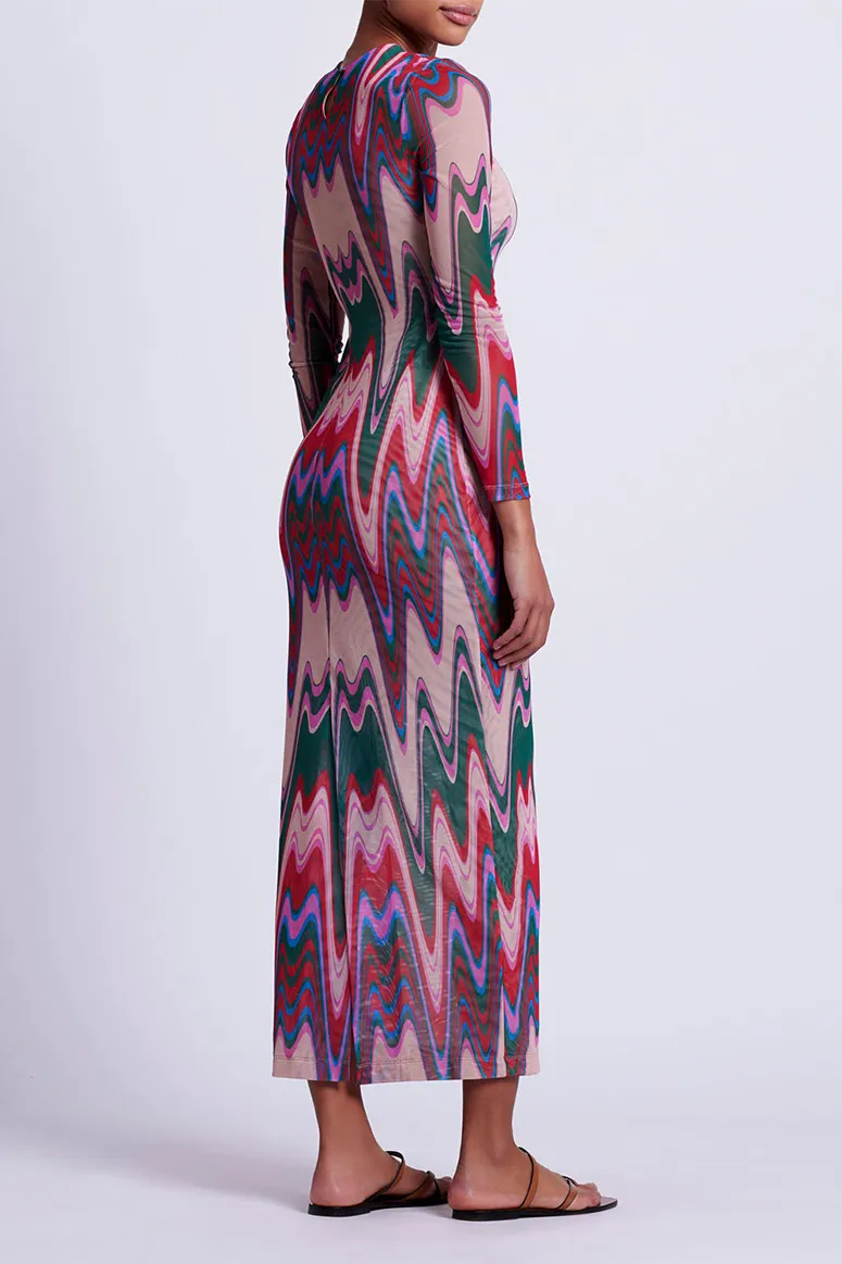 PatBO - Wave Printed Tulle Maxi Dress - Multi