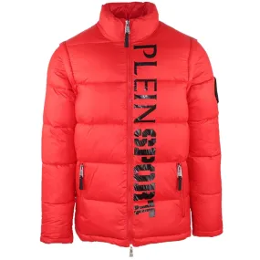 Philipp Plein Sport Vertical Logo Padded Red Jacket