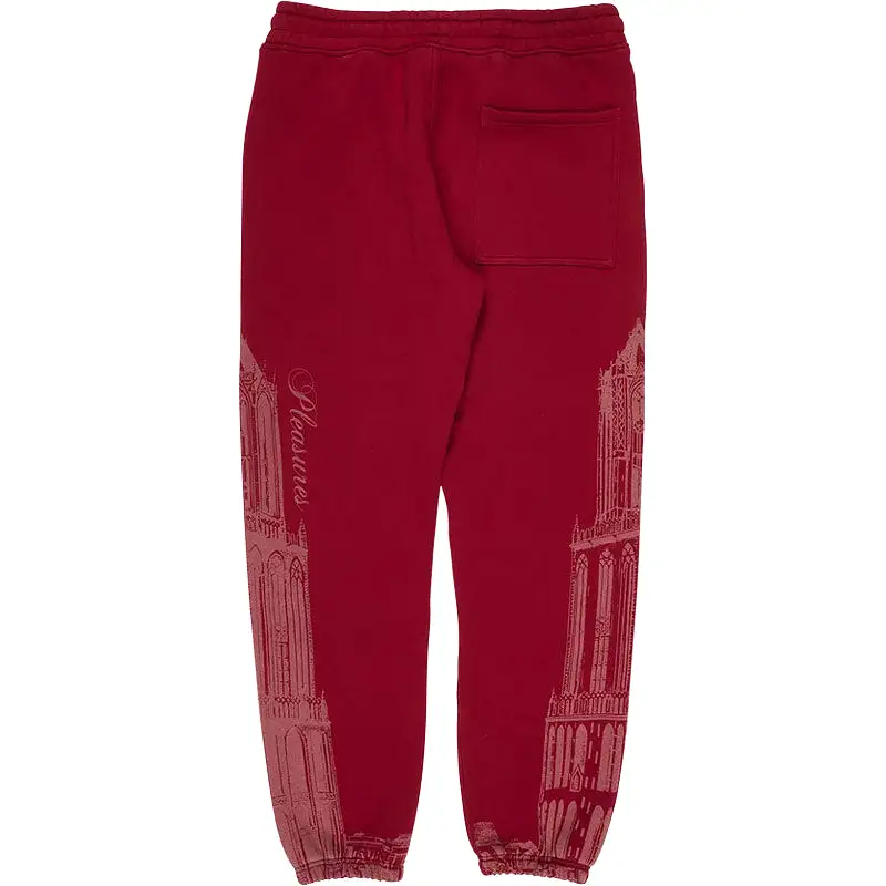 PLEASURES WARSAW SWEATPANTS BURGUNDY P21W033