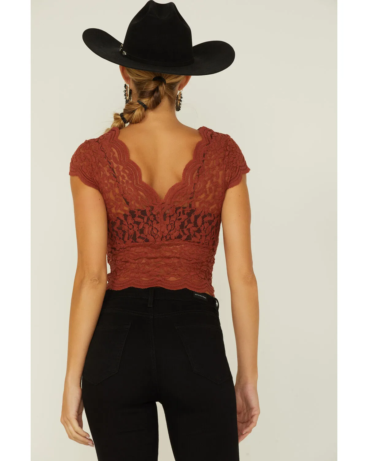 Product Name:  Shyanne Women's Lace Knit Flutter Sleeve Crop Top