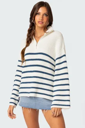 Relaxed Fit Zip-Up Sweater