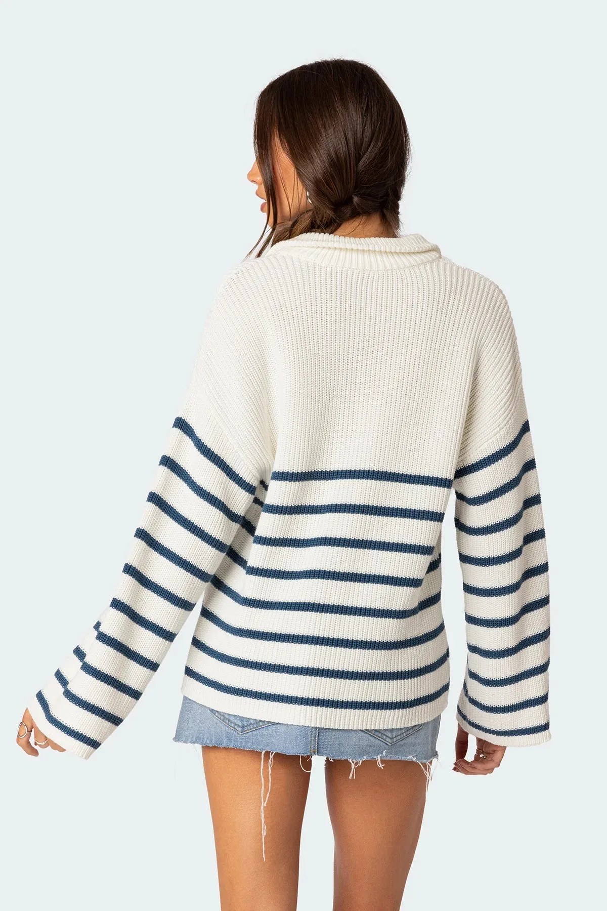 Relaxed Fit Zip-Up Sweater