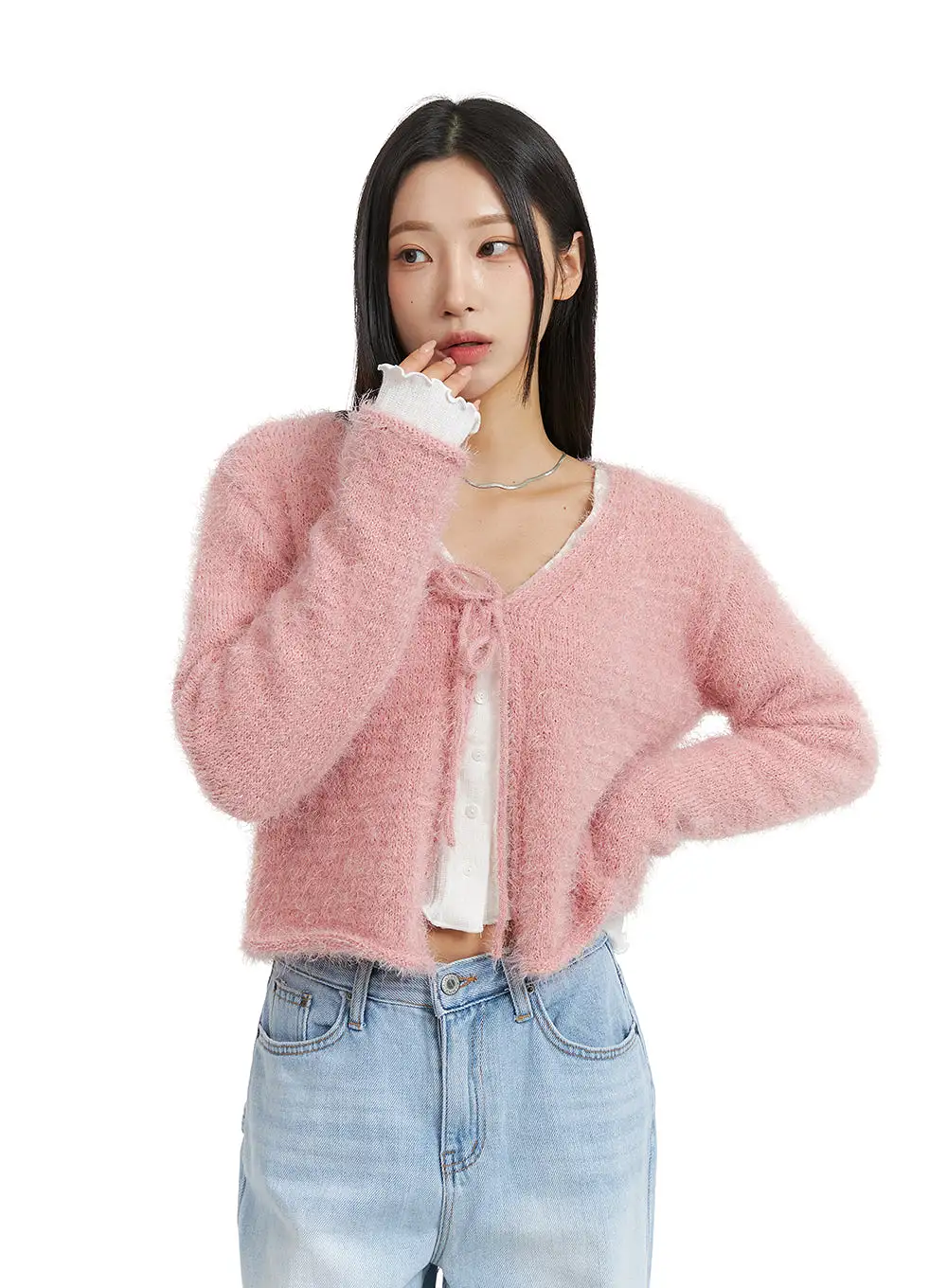 Ribbon Crop Knit Sweater CJ408