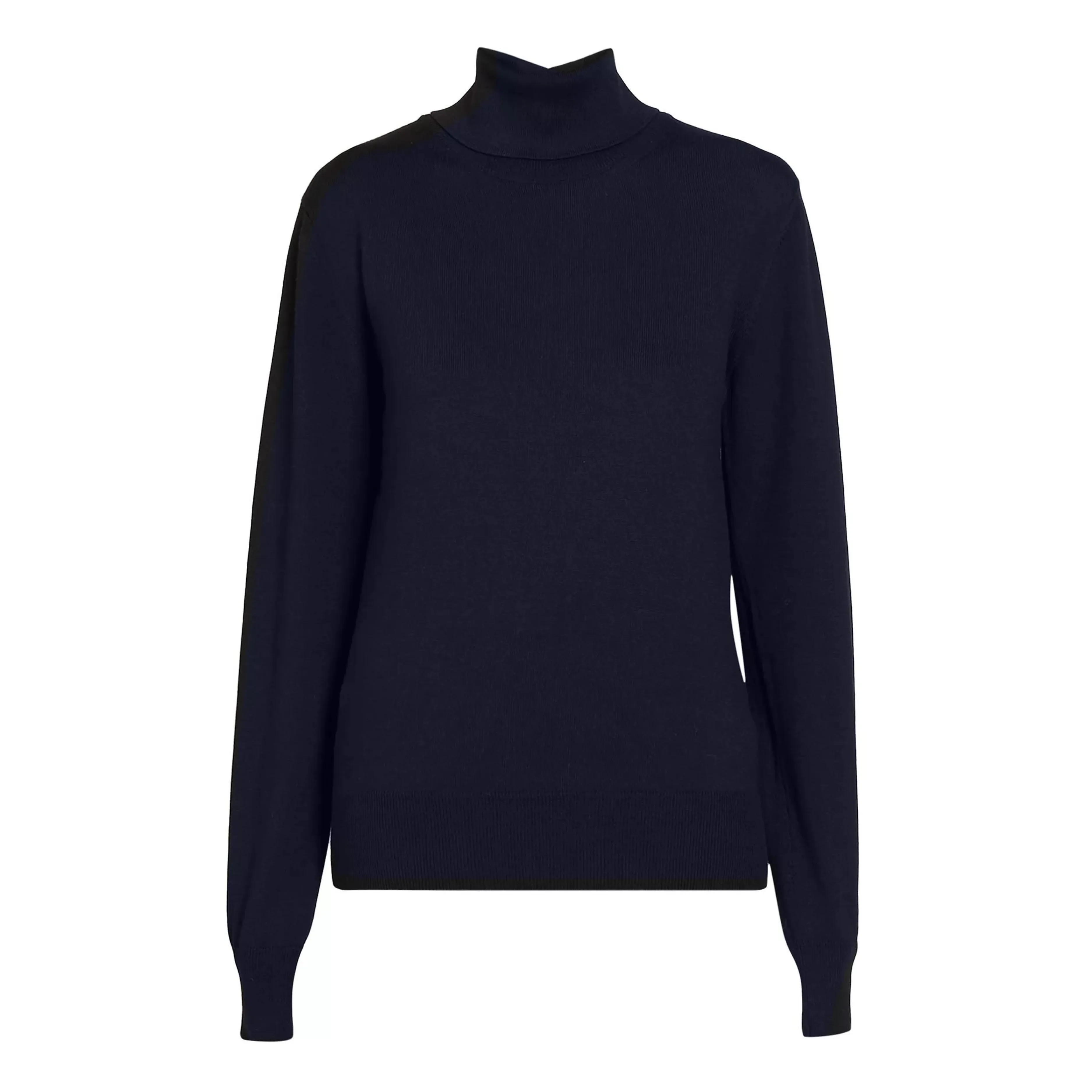 Semi Sheer Merino Silk and Cashmere Turtleneck Sweater - Navy