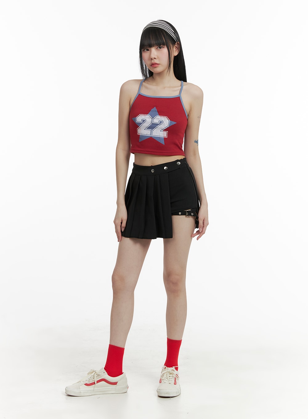 Star Graphic X-Strap Crop Top OM426