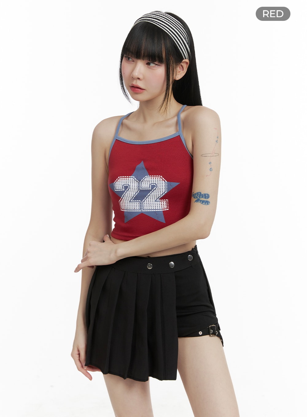 Star Graphic X-Strap Crop Top OM426