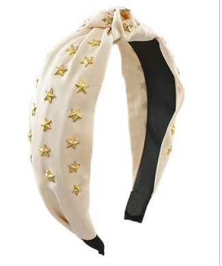 Star Studded Knotted Headband - Ivory