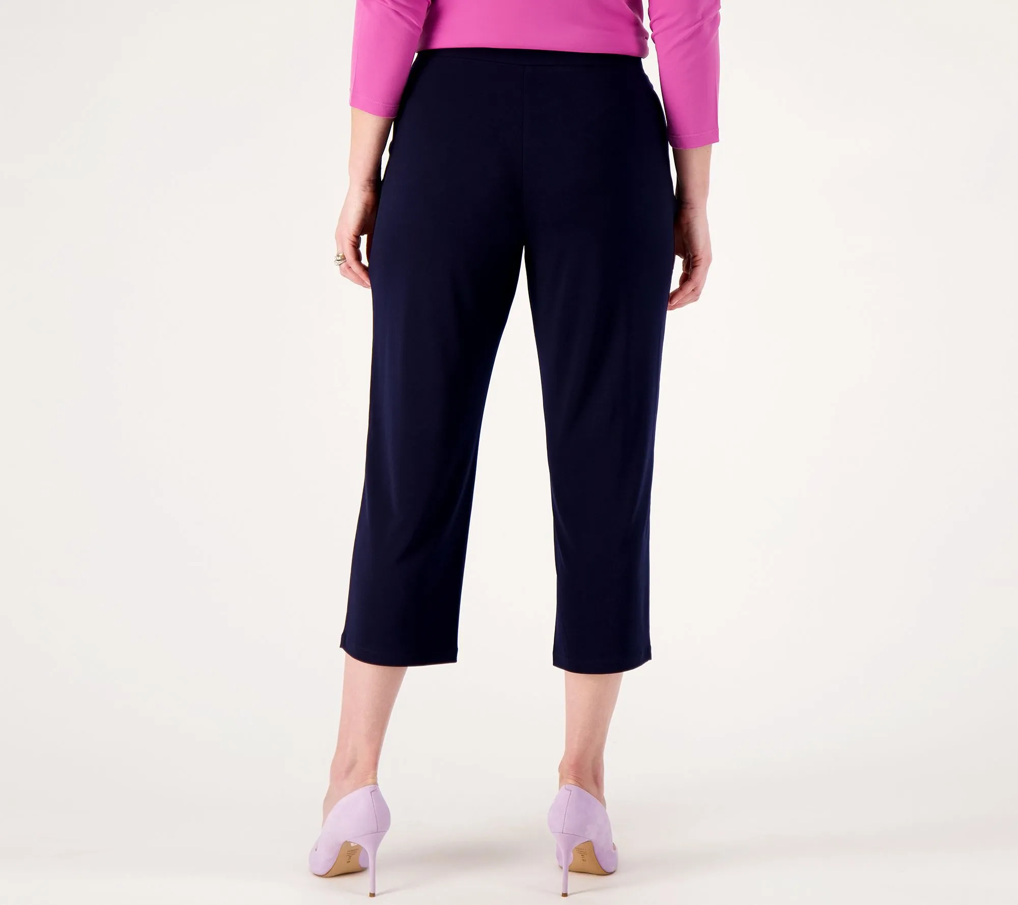 Susan Graver Reg Liquid Knit Slim-Leg Pull-On Crop Pants