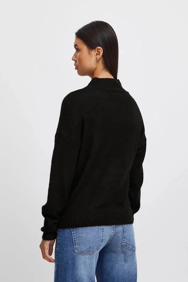 The Kamara High Neck Pullover - Black - PLUS