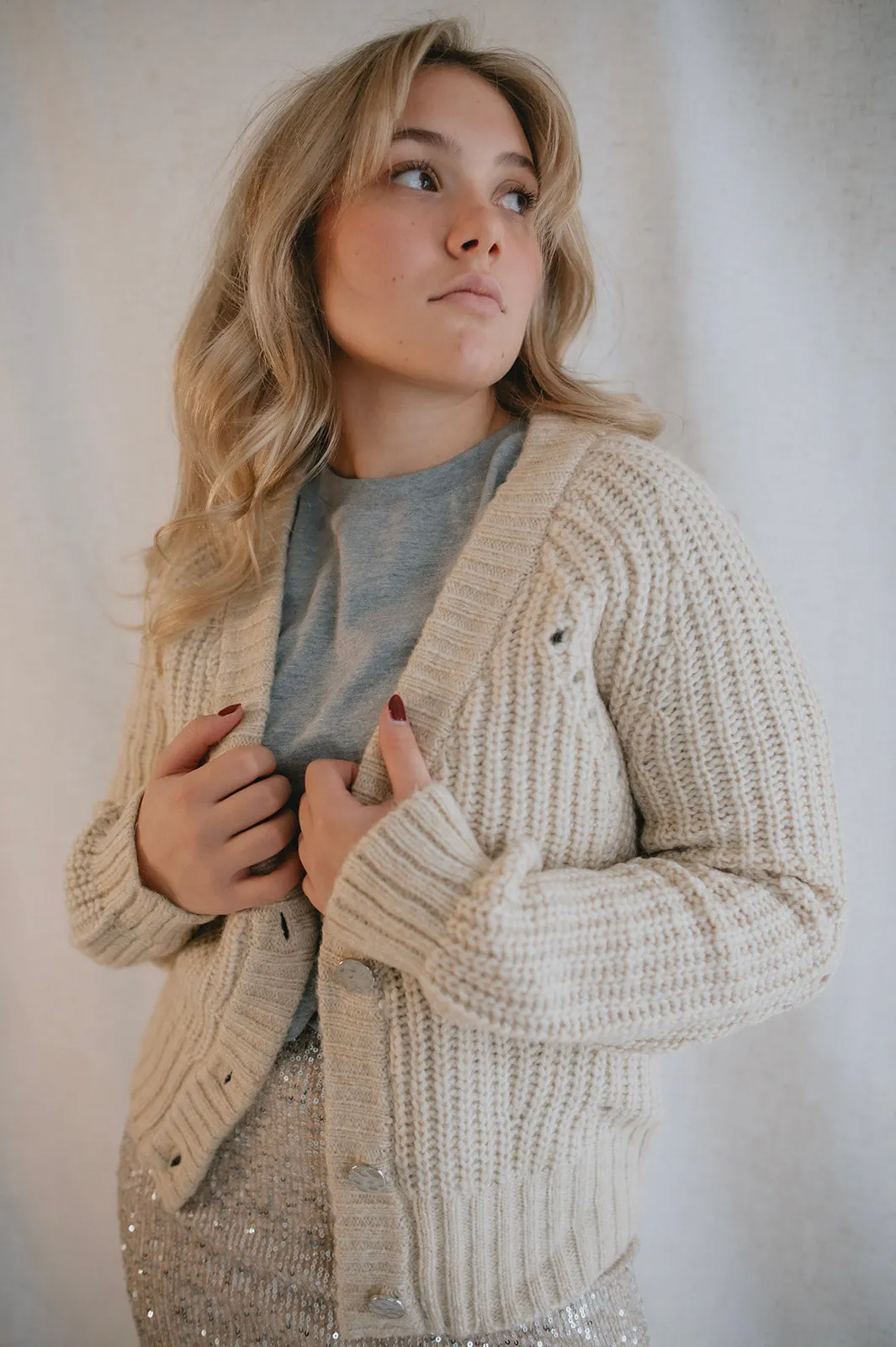 The Oaks Cardigan - Cement Melange