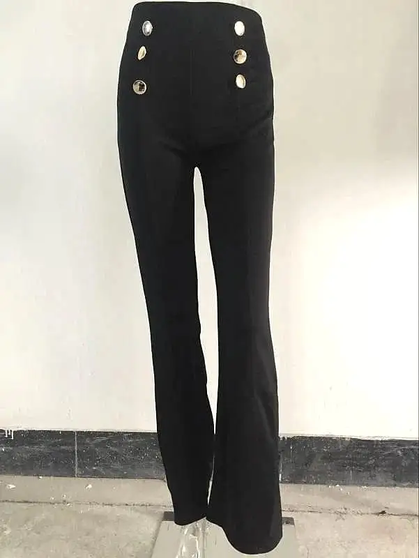 Vintage Black and White High Rise Fleece-Lined Dress Pants for Women