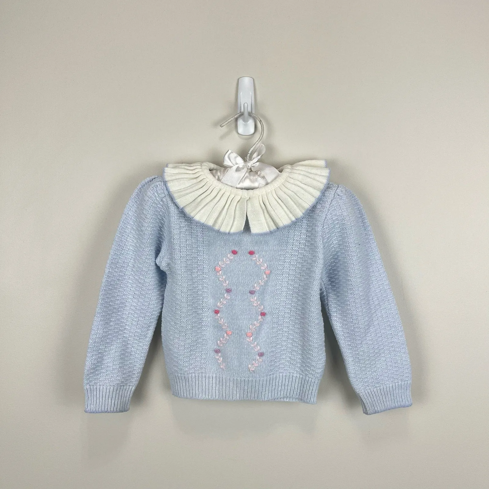 Vintage Blue Ruffle Collar Sweater 18 Months