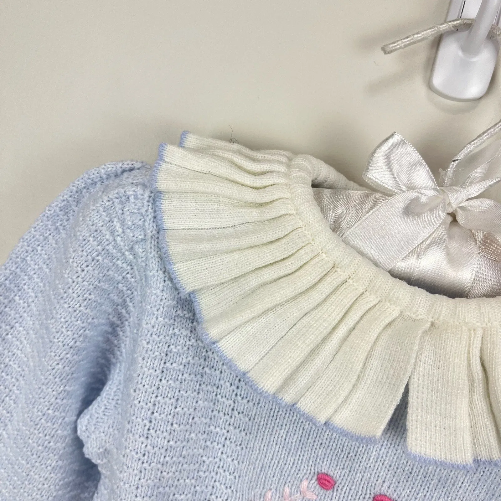 Vintage Blue Ruffle Collar Sweater 18 Months