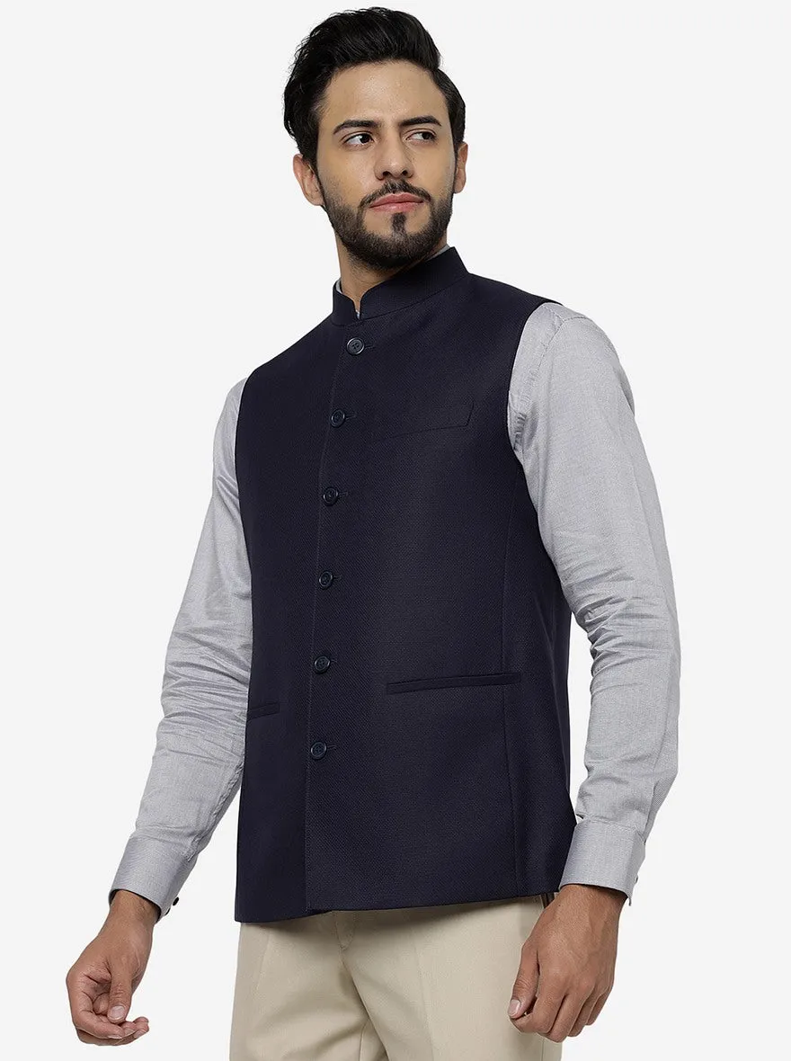 Violet Blue Solid Regular Fit Modi Jacket | JadeBlue