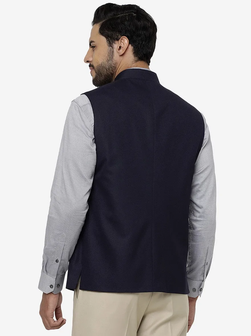 Violet Blue Solid Regular Fit Modi Jacket | JadeBlue